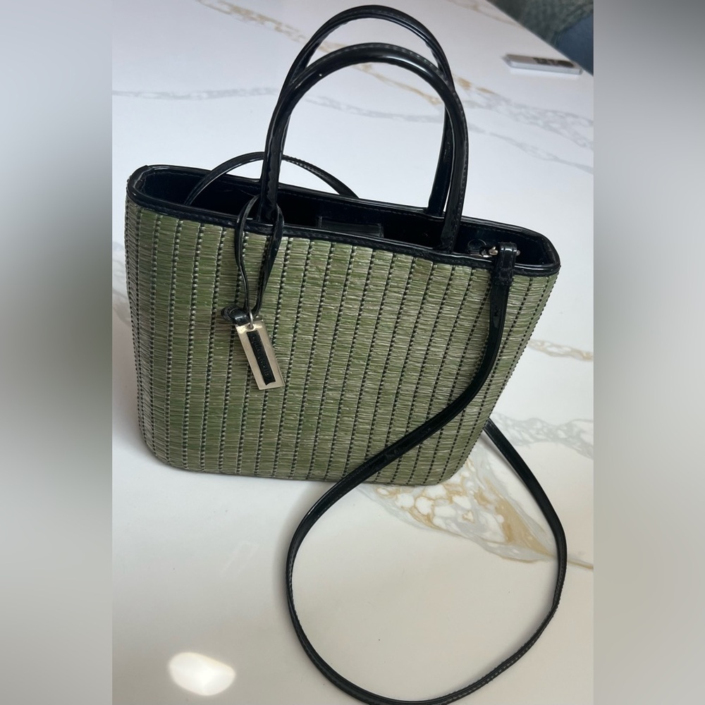 Apostrophe Woven Micro Tote Green and Black - Small Everyday Tote